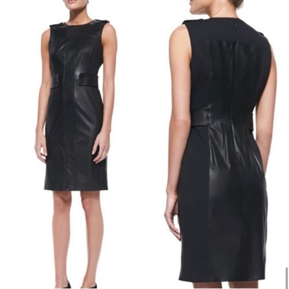 Tory Burch Luisa Sleeveless Leather Ponte Dress size 2 - Picture 2 of 12